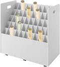 50-Slot Rolling File Organizer with Lockable Wheels - Movable Roll File Cart 66LB Capacity PVC Roll File Storage Holder for Blueprints Drawings &amp Photography Tubes -Easy Assembly 30x15.75x28.5'
