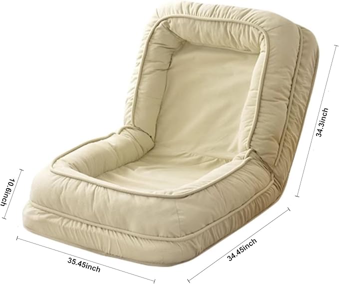 Lazy Sofa Couch 5 Adjustable Position Floor Sofa Fits with 2 Pillows Folding Tatami Lazy Bed Suit to Put in Bedroom Living Room (Green-3)