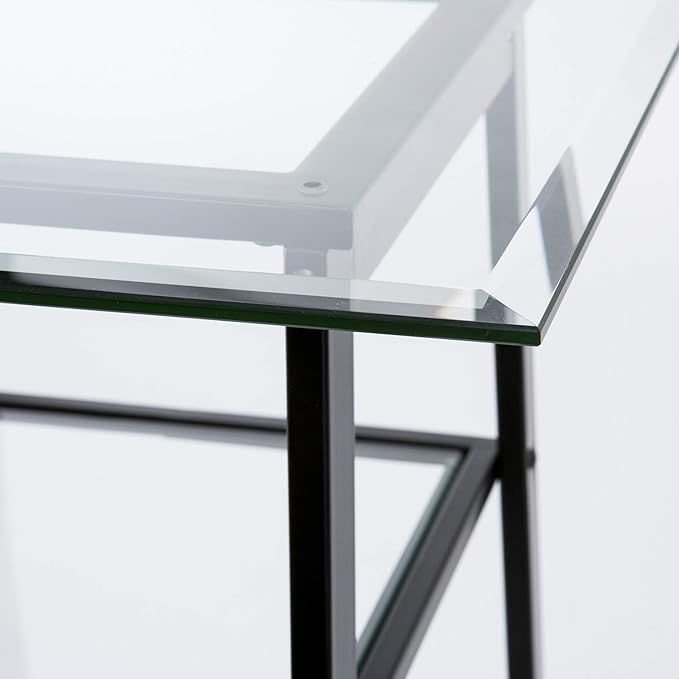 SEI FURNITURE Avery Metal &amp Glass A-Frame Writing Desk Black.