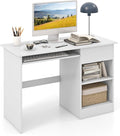 Computer Desk with Drawers Modern Office Desk with Keyboard Tray and Open Storage Shelf Study Table for Kids White Home Office Desks Small Desk for Bedroom Living Room Study (White)