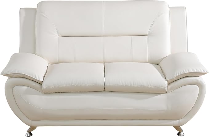 Living Room Furniture Set for Living Room Faux Leather Couch Sets Modern Couch for Apartment Home Office(3 Piece SetCream)