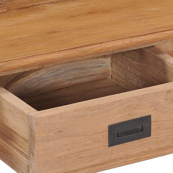 Solid Teak Wood Desk Rustic Rectangular Table Home Office Computer Drawers Table for Home Living Room Bedroom Compact Spaces Study Desk Adjustable