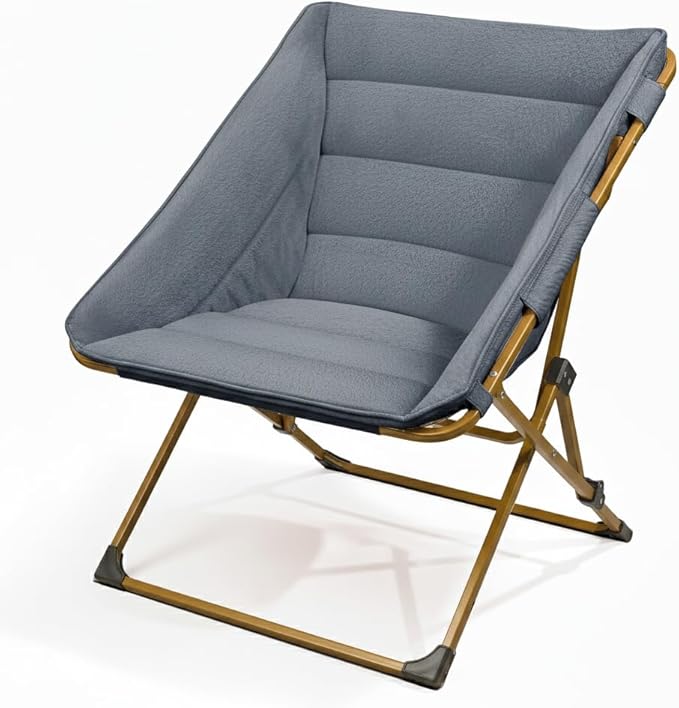 Comfy Saucer Chair for Adults Soft Faux Fur Bedroom Chair Cozy Folding Lounge Chair Reading Chair for Living Room Dorm &amp Bedroom Grey
