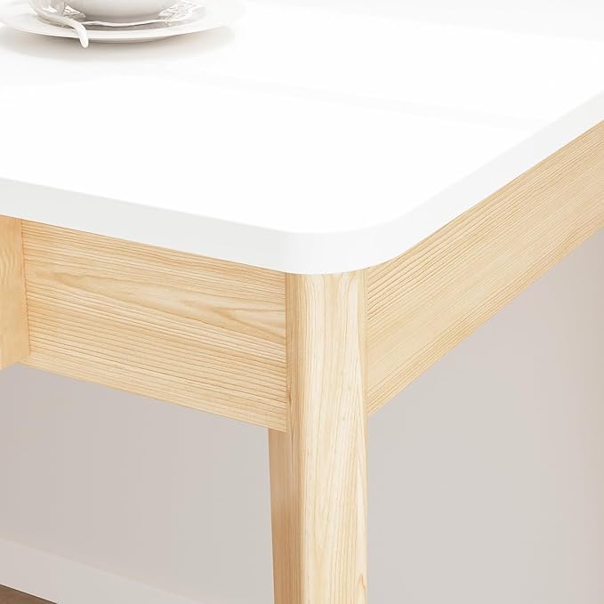 FUFU&ampGAGA 39” Office Desk Rectangular Computer Desk with 2 Drawers Writing Table for Reading Crafting Home Office Study Room White and Oak 39.4”W x 21.7”D x 29.5”H