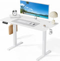 Electric Standing Desk 48 x 24 Inches Lift Motorized Gaming Table with T-Shaped Metal Ergonomic Memory Controller Home Office Desk Computer Desk White
