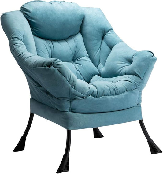 HollyHOME Lazy Chair with Armrest and Side Pocket Comfy Accent Lounge ChairLeisure Sofa Armchair for Living Room Bedroom Dorm or Small Spaces Oversized Reading Sofa Chair Textured Blue