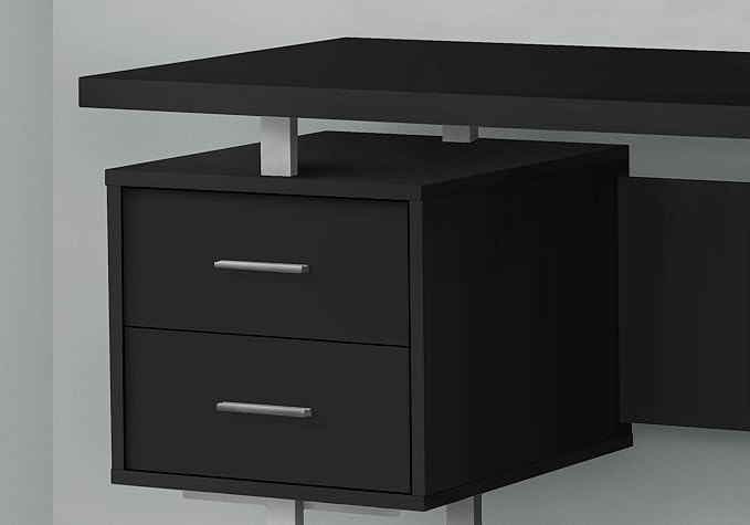 Computer Desk Home Office Laptop Left Right Set up Storage Drawers 60 l Work Black Laminate Grey Metal Contemporary Modern