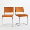 Orange Velvet Dining ChairsMid Century Morden Dining Chairs Minimalistic Style Kitchen &amp Dining Room Chairs Upholstered Comfort Chairs with Chrome Metal Legs Set of 2