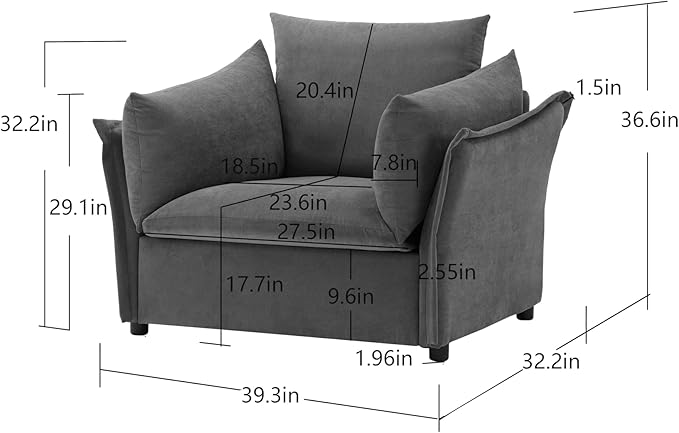 Modern Style Chenille Oversized Armchair Accent Chair Single Sofa Lounge Chair for Living Room Bedroom