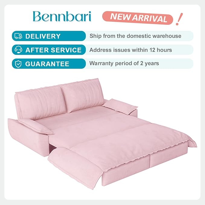 73.2 Queen Size Pull Out Sofa Bed 3-in-1 Velvet Convertible Sleeper Loveseat for Living Room Apartment Bedroom &amp Small Spaces (Pink)