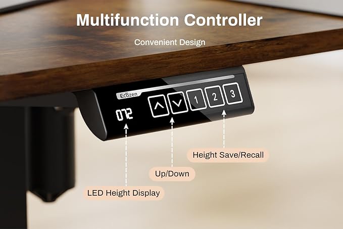 Standing Desk L Shaped Electric Height Adjustable Desk 55 x 33.5 Inches Sit Stand up Desk Computer Home Office Desk Memory Preset with Two-Piece Fir Wood Desktop (Vintage Brown)