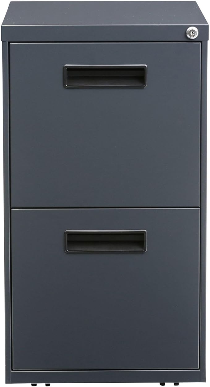 Alera PA54-2820CH Two-Drawer Metal Pedestal File 16w x 19-1/2d x 28-1/2h Charcoal Charcoal