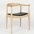 Polynices Kennedy Armchair Upholstered Dining Chair Presidential Mid-Century Modern Accent Chair in Natural Wood Color