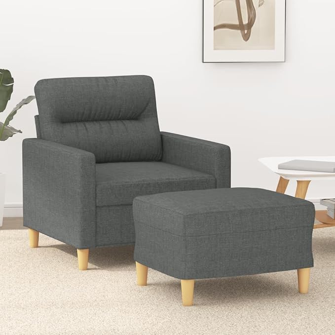 Modern Sofa Chair with Footstool Accent Chair with Ottoman Fabric Sofa Chairs Reading Chair for Living RoomChair for Bedroom Dark Gray 23.6 Fabric -15