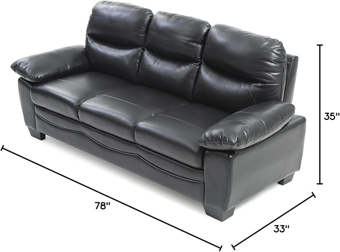 Glory Furniture Marta Faux Leather Sofa in Black