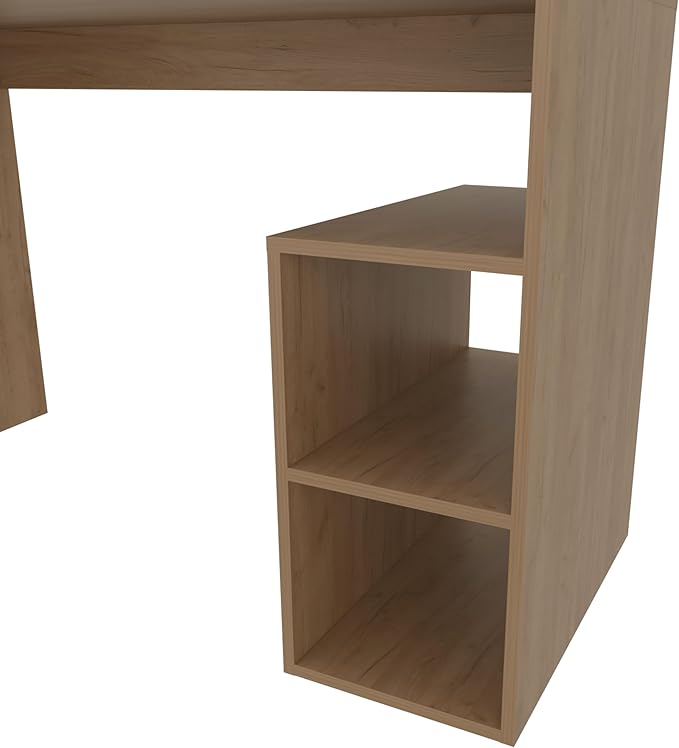 Natural Oak Computer Desk with Open Storage - Home Office Workstation