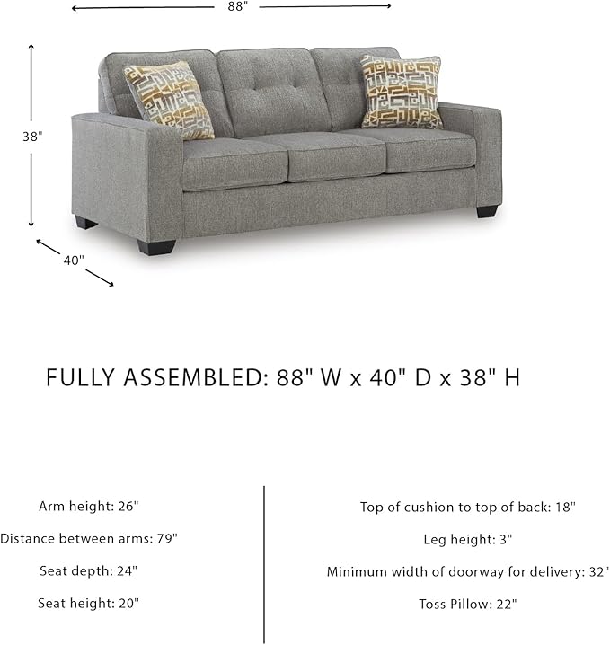 Signature Design by Ashley Fanciful Classic Sofa with Tufted Cushion and Removable Cushion Light Gray