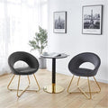 Pemberly Row Modern Velvet Accent Chair Set Gray Upholstery 2-Piece 32 H x 20 W x 19 D Foam Cushion Tall Curved Backrest Gold Metal Base Contemporary Glam Living Room or Den Seating