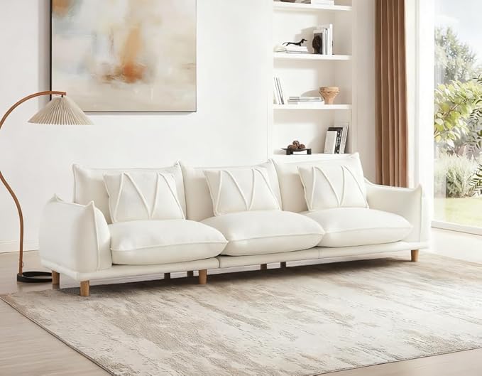 Oversized Modular Sectional Sofa Convertible L Shaped Couch with Ottoman Deep Seat Cloud Couch 126 inch Width 4 Seat Couches with Solid Wood Leg Modern Sofa for Living Room