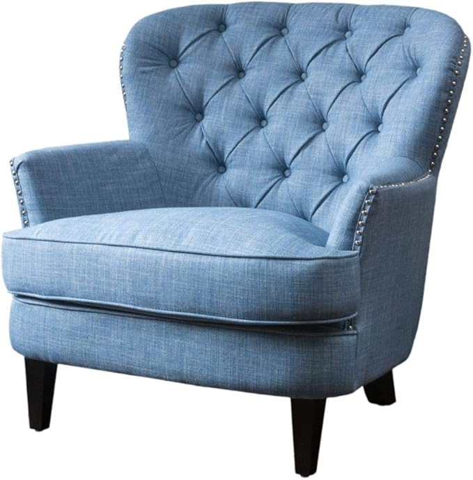 Christopher Knight Home Tafton Fabric Club Chair Light Blue 33D x 35.25W x 33.75H in