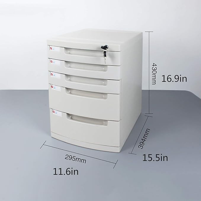 Storage Drawers Desk Storage Unit Organizer Lockable File Cabinet A4 Box for Office 5 Tier Gray Blue White File Cabinet.White