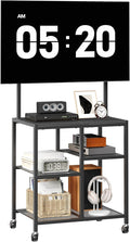 HOOBRO Small TV Stand with Wheels and Mount for 50 Inch TVs Mobile Rolling TV Stand with Storage Shelves Small Entertainment Center for Living Room Bedroom Study Black BB37DS01