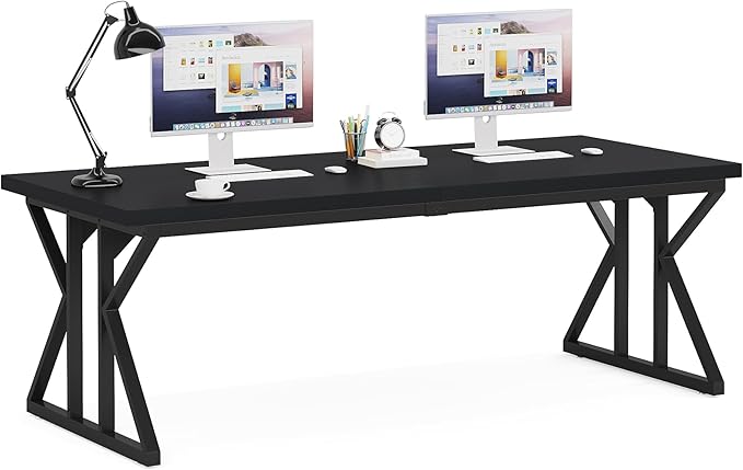 Tribesigns 78.7-Inch Executive Desk Large Computer Office Desk Workstation Modern Simple Style Laptop Desk Study Writing Table Business Furniture for Home Office (Black 78.7 Inch)