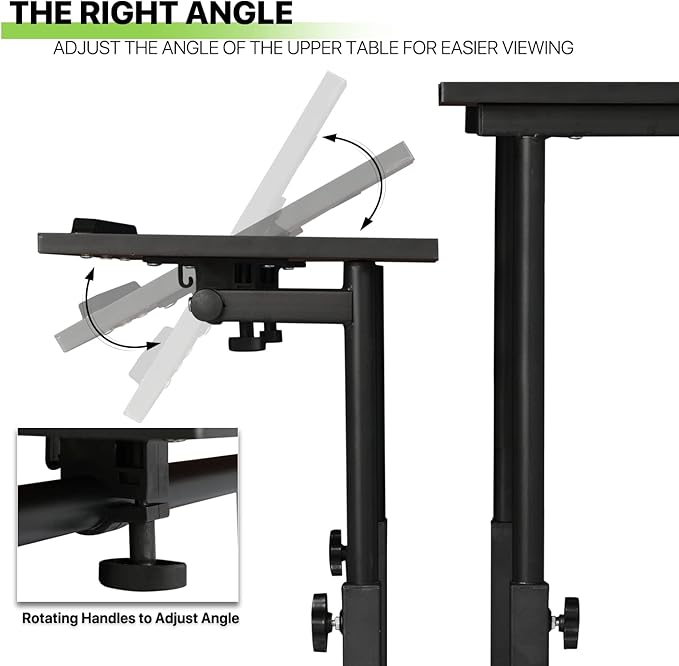 Magshion Standing Desk with Wheels Height Adjustment from 28 to 45 Sit to Stand Up Mobile Computer Desk Rolling Laptop Cart for Home Office Walking Pad Writing and Gaming Black