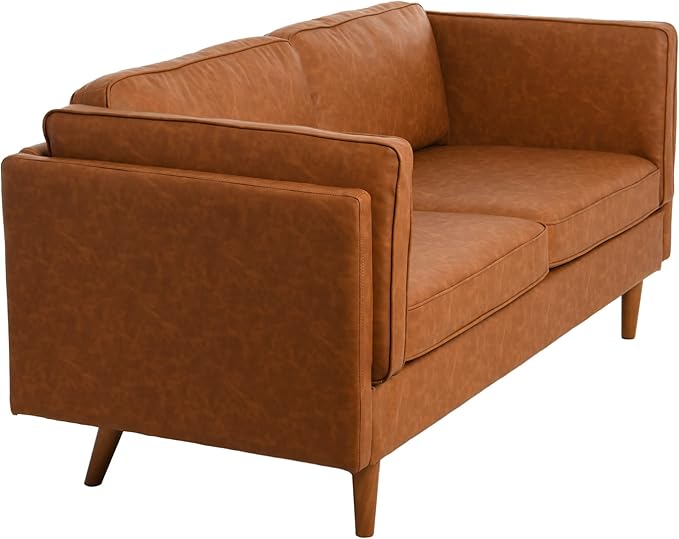Creative Co-Op Atley High Sided Sofas Vegan Cognac Leather