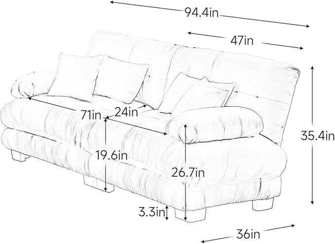 94.4.4 Oversized Modular Sectional Sofa White Large Sectional Couches for Living Room Chenille Fabric Sofa Set Cloud Love Seat Couches Deep Seat Modern Sofas para Sala