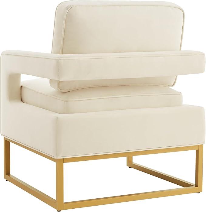 Velvet Lazy Chair Accent Reading Chair Cozy Lounge Chair with Armrest Leisure Mid-Century Modern Chair Arm Chair for Living Room Bedroom Dorm Cream
