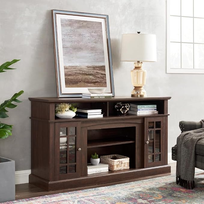 Espresso TV Stand - Traditional American Country Style Entertainment Center with Storage - Fits 65 Inch TV - Media Console for Living Room