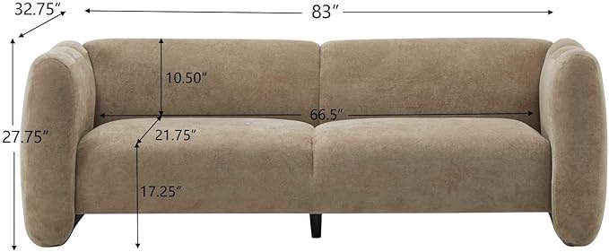 Christopher Knight Home Ahri 83'' Wood Frame Lounge Sofa Couch with Wave Design Soft Seating 3-Seater Sofa with Armrests Comfy Velvet Upholstered Home Sofa for Living Room and Office Camel