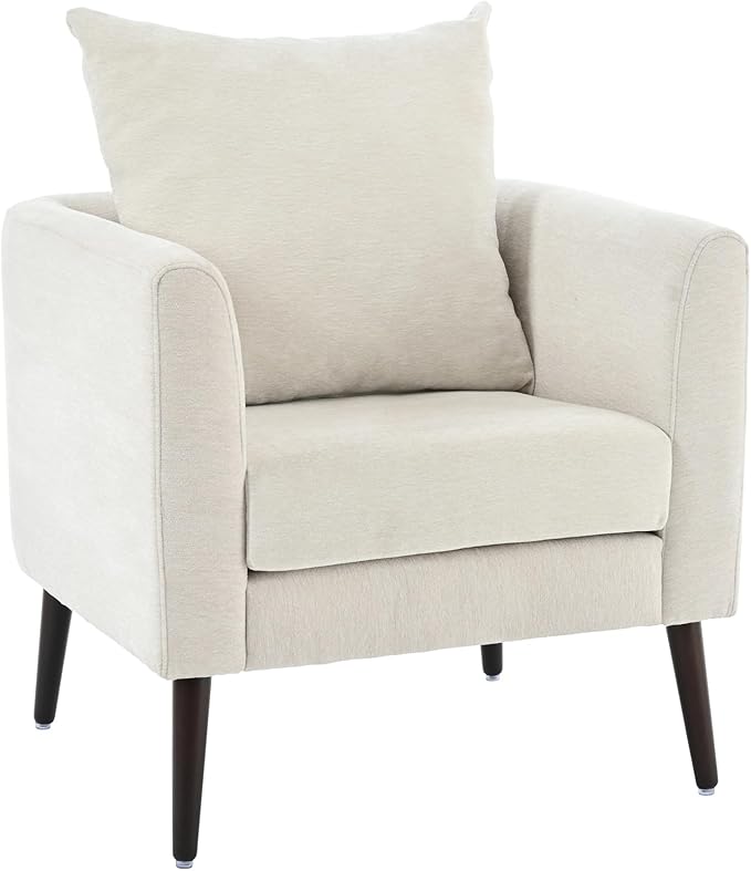 Modern Accent Chair Barrel Armchair Fleece Club Chair with Solid Wood Legs Waist PillowPadded Single Chair for Living Room/Bedroom/Study/Waiting Room