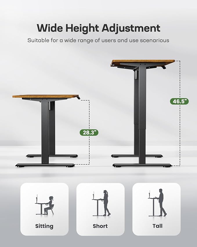 Marsail Electric Standing Desk Adjustable Height Stand up Desk 48 x 24 Inches Sit Stand Home Office Desk Computer Desk Rustic Brown