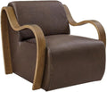 Modway Atrium Vegan Leather Upholstered Lounge Chair in Espresso with Sculptural Bentwood Arms – Mid-Century Modern Accent Armchair for Living Room or Bedroom