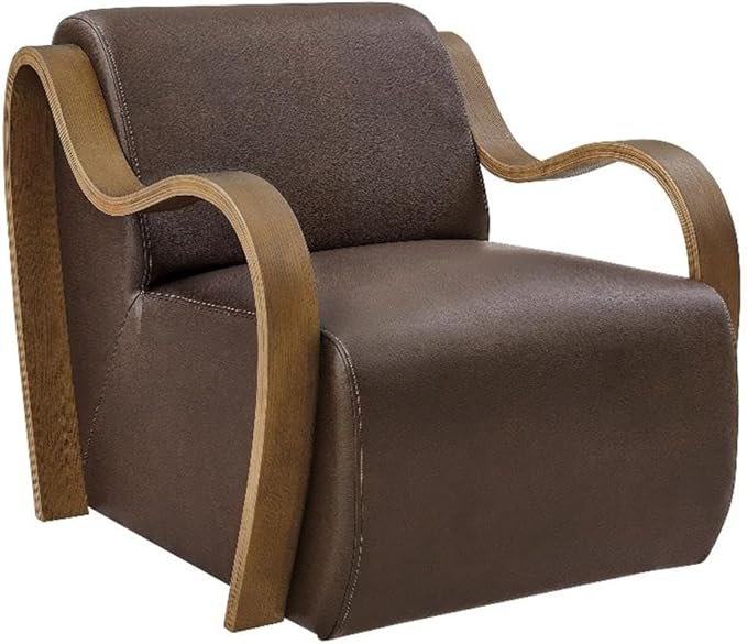Modway Atrium Vegan Leather Upholstered Lounge Chair in Espresso with Sculptural Bentwood Arms – Mid-Century Modern Accent Armchair for Living Room or Bedroom