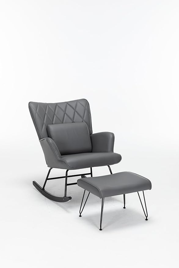 Comfortable Modern Rocking Chair with Lumbar Support for Bedroom Nursery Living Room