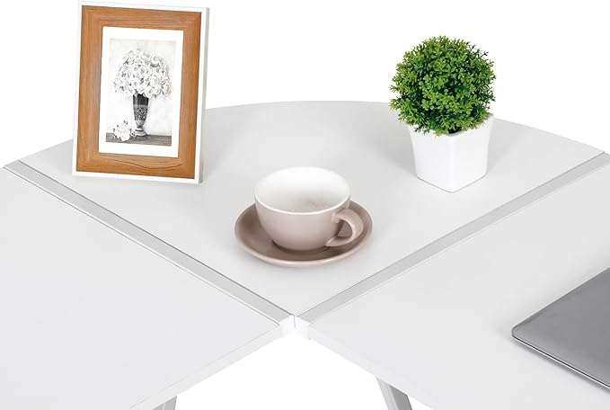 L-Shaped Corner Desk Home Office Computer Gaming Desk Large Desktop Writing Corner Workstation (White)