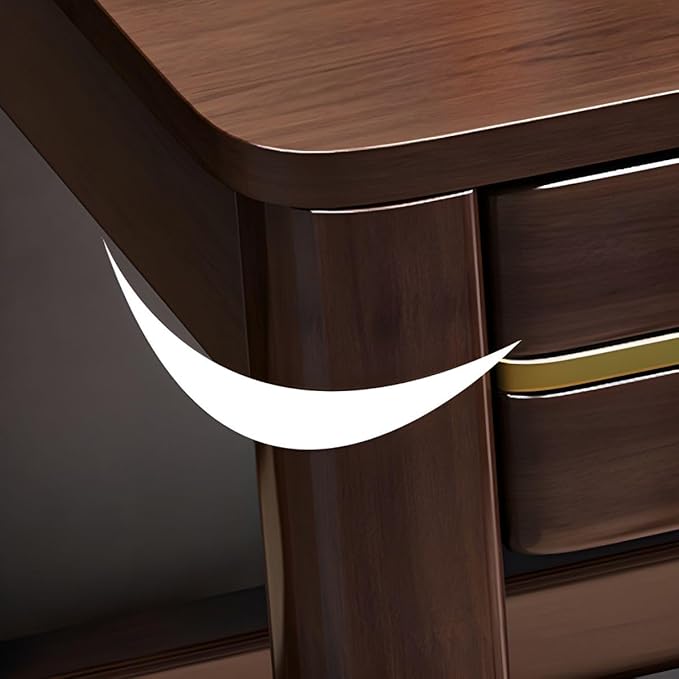 RUNNUP Modern Soild Wood Writing Desk with 2 Drawers 47.5 Home Office Desk Minimalist Computer Work Study Table Small Spaces Black Without Chairs
