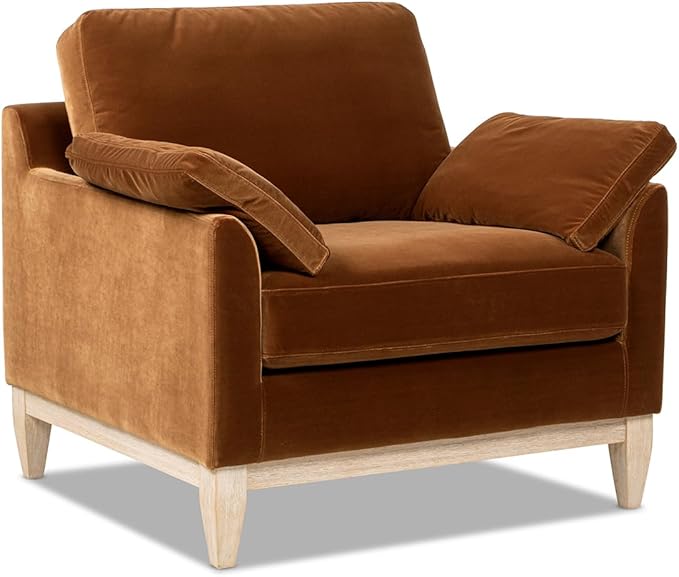 Jennifer Taylor Home Pasadena 36 Wide Modern Farmhouse Accent Arm Chair Burnt Orange Performance Velvet