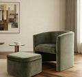 Mid-Century Velvet Living Room Chair with Storage Ottoman Space-Saving Accent Chairs for Bedroom/Reading Spaces/Office Green