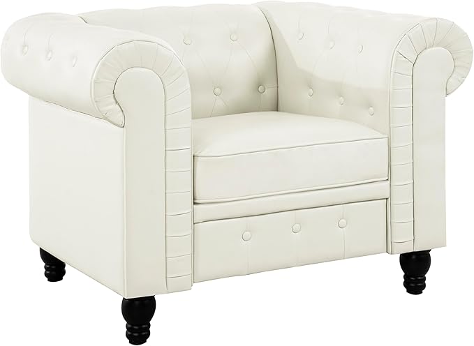 Naomi Home Emery Accent Chair Off White - Compact Tufted Elegance