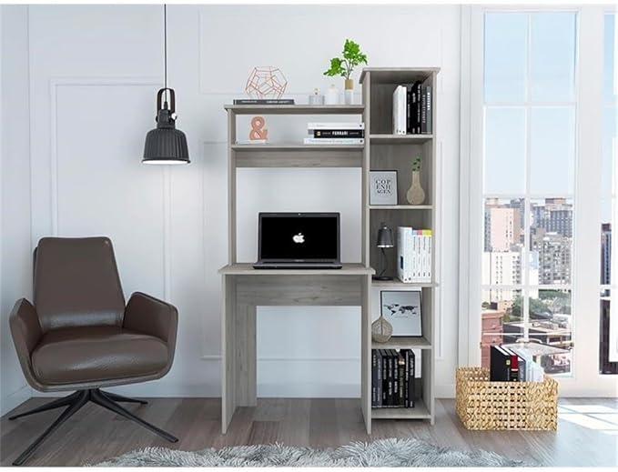 Tuhome Carell Furniture Modern Light Gray Engineered Wood Versalles Home Office Desk