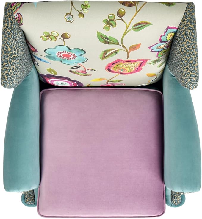 Jennifer Taylor Home Anya Eclectic Floral Patchwork Boho Chic Wingback Large Living Room Lounge Accent Arm Chair