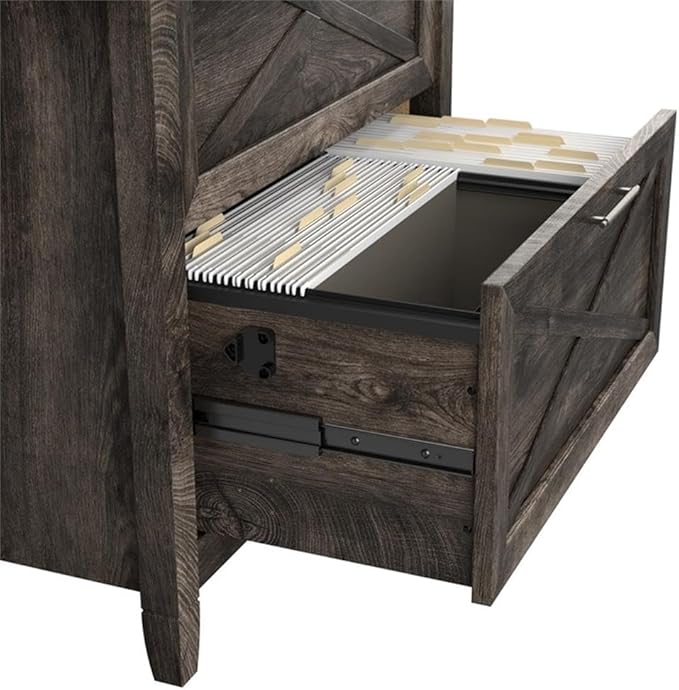 Bush Furniture L Shaped Desk with Lateral File Cabinet | Key West Collection Corner Computer Table with Storage for Home Office with Filing Unit | 60Wx60Dx30H
