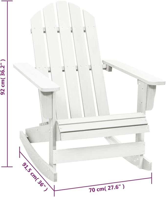 Garden Rocking Chair Wood White Chair Living Room Chair with Sleep Function