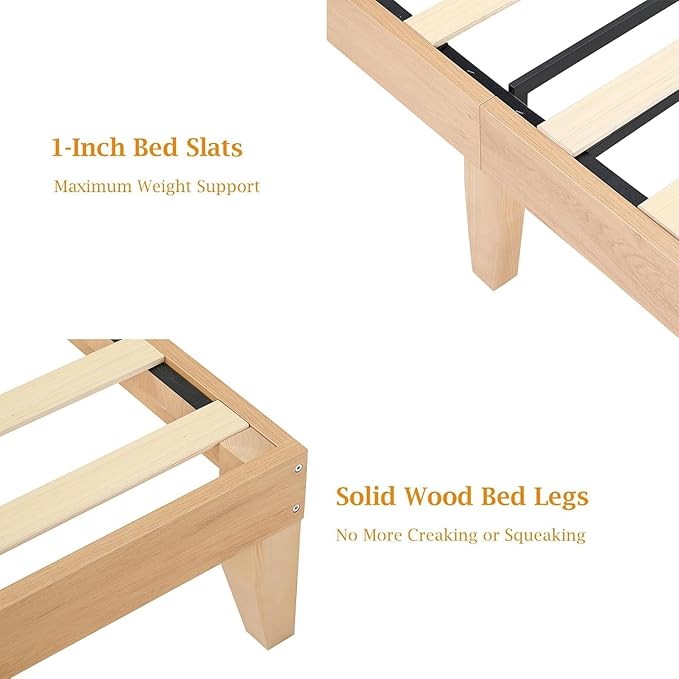 GAOMON Rattan Bed Frame Full Size with RGB LED Light &amp Charging Station Boho Rattan Full Bed Frame with 2 Tier Storage Headboard Sturdy Wooden Slats Support Under Bed Storage No Box Spring Nee