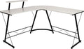 Flash Furniture Ginny Corner Desk - White/Black Space Saving L-Shaped Gaming Desk with Monitor Shelf - 71.5 2-Tier Computer Desk Home Office Desk Easy Assembly
