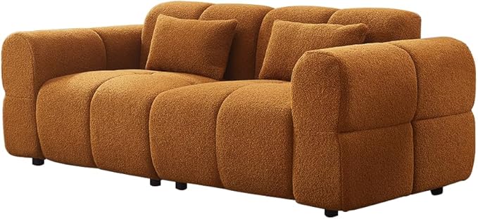 80 Modern Sofa Couch Comfy Deep Seat Lambswool Cloud Sofa Upholstered 3-Seater Boucle Couch Oversized Loveseat for Living Room Bedroom Office Apartment(Coffee)